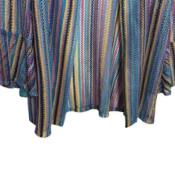 Slinky Brand Sweater Women's Medium Colorful Rainbow Open Knit Flare Sleeve - Picture 3 of 7